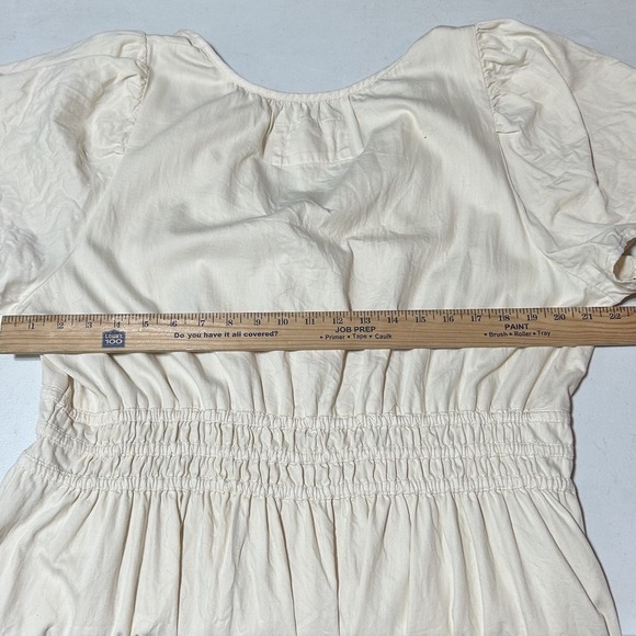 Anthropologie 2X Somerset Mini Dress Ivory Smocked Waist V-Neck - Picture 3 of 5
